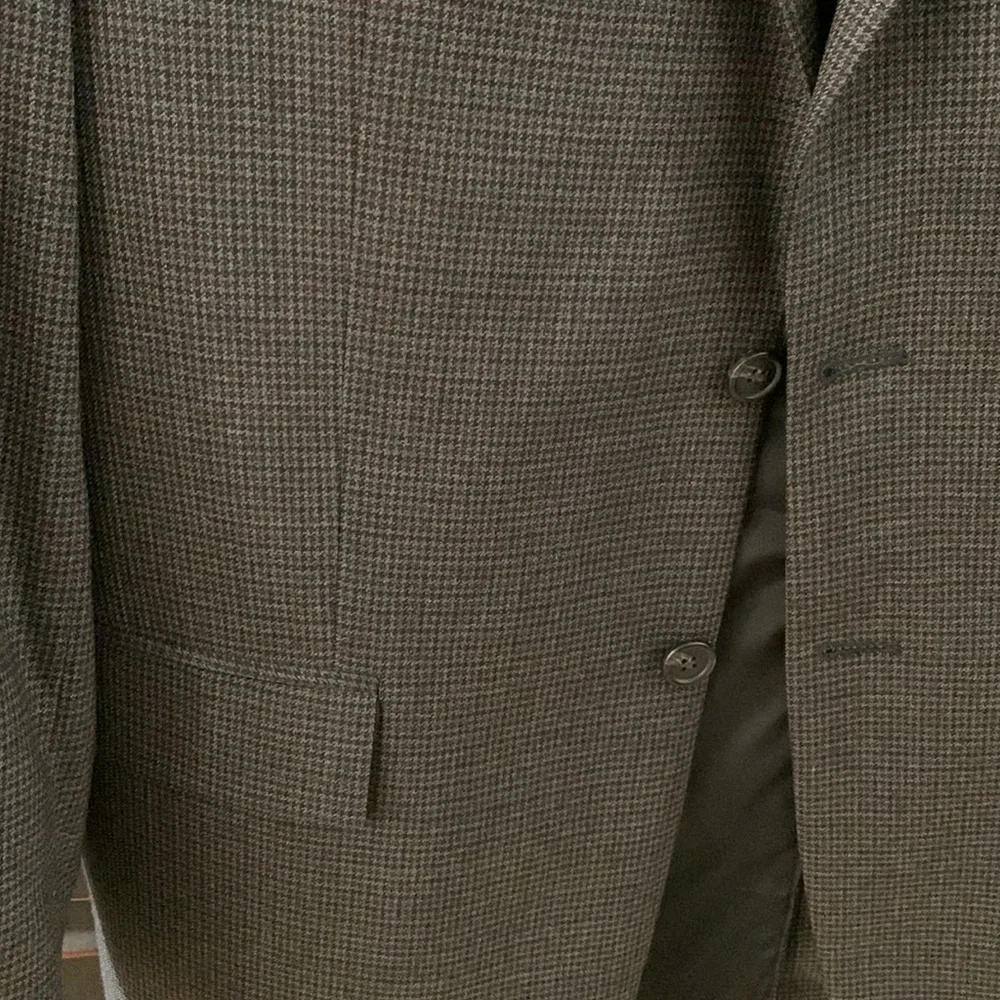 Ralph Lauren 42L Gray Houndstooth Wool Sport Coat Vtg 90s Union Made Teamster